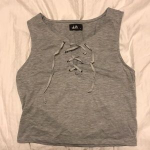 Gray sleeveless crop top